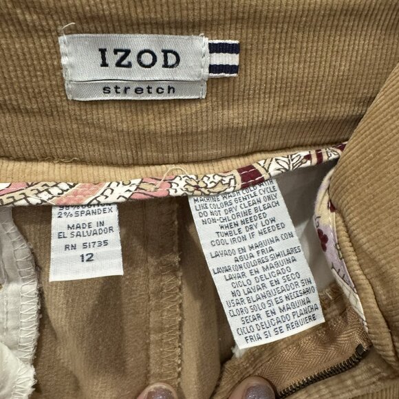 Izod Stretch 12 Khaki Tan Corduroy Pants Winter Classic EUC - Picture 5 of 6